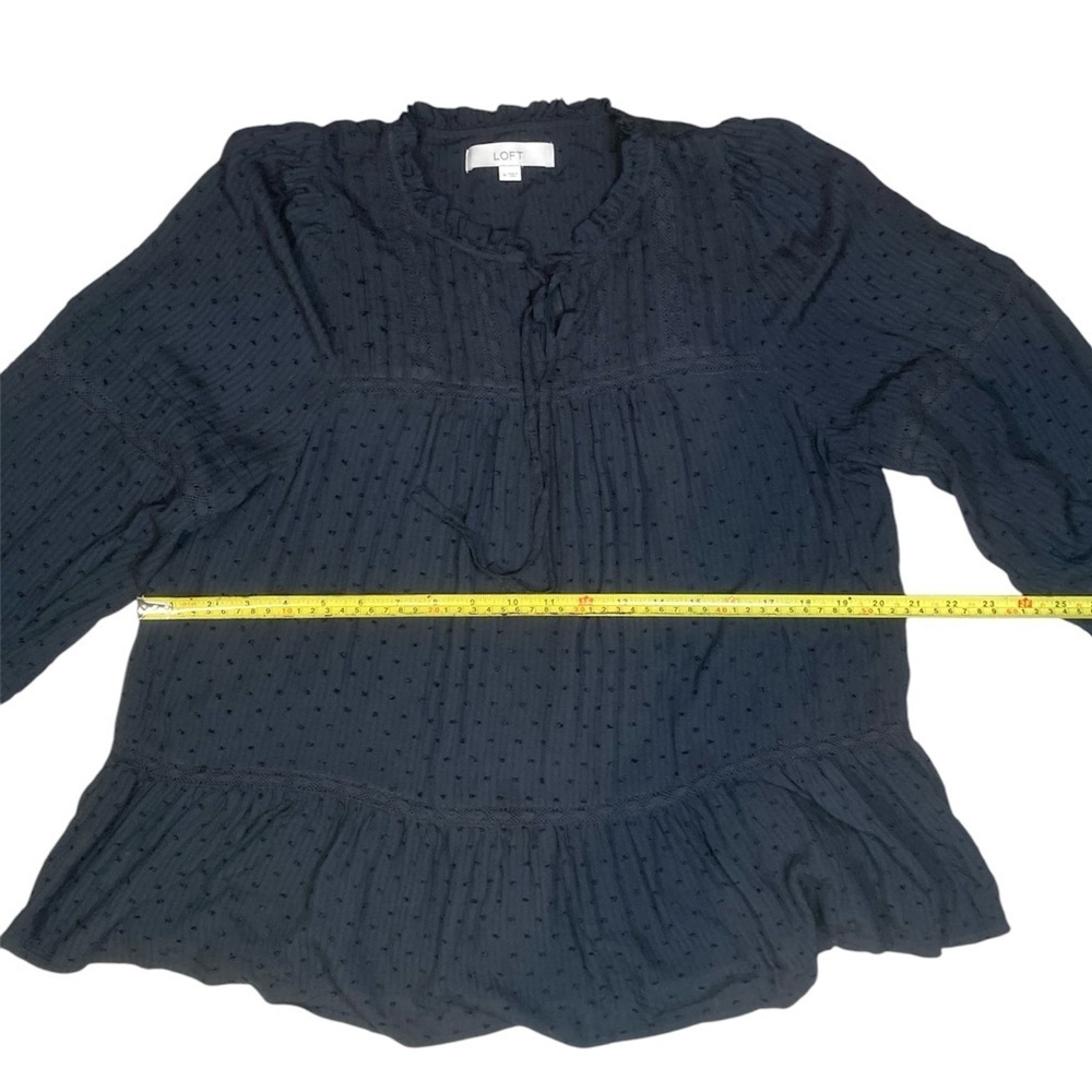 Loft Tiered Blouse Black Size M - Picture 3 of 8